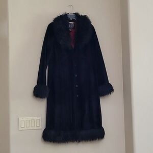 Vintage Guess Jeans Glamour 90s Faux Fur Trench Coat